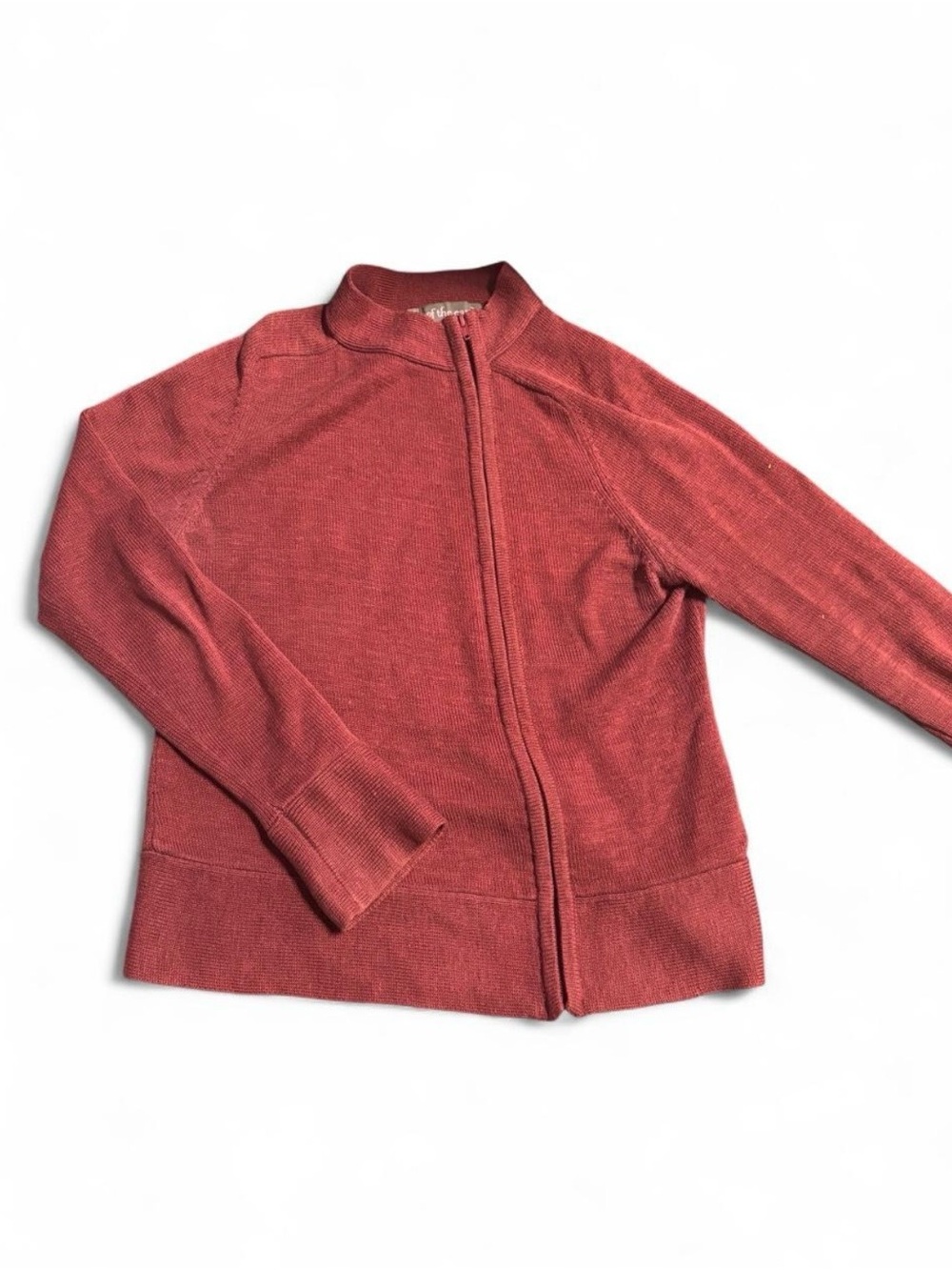 Of The Earth Hemp and Wool Women's Zip Front Knit Jacket - Rust